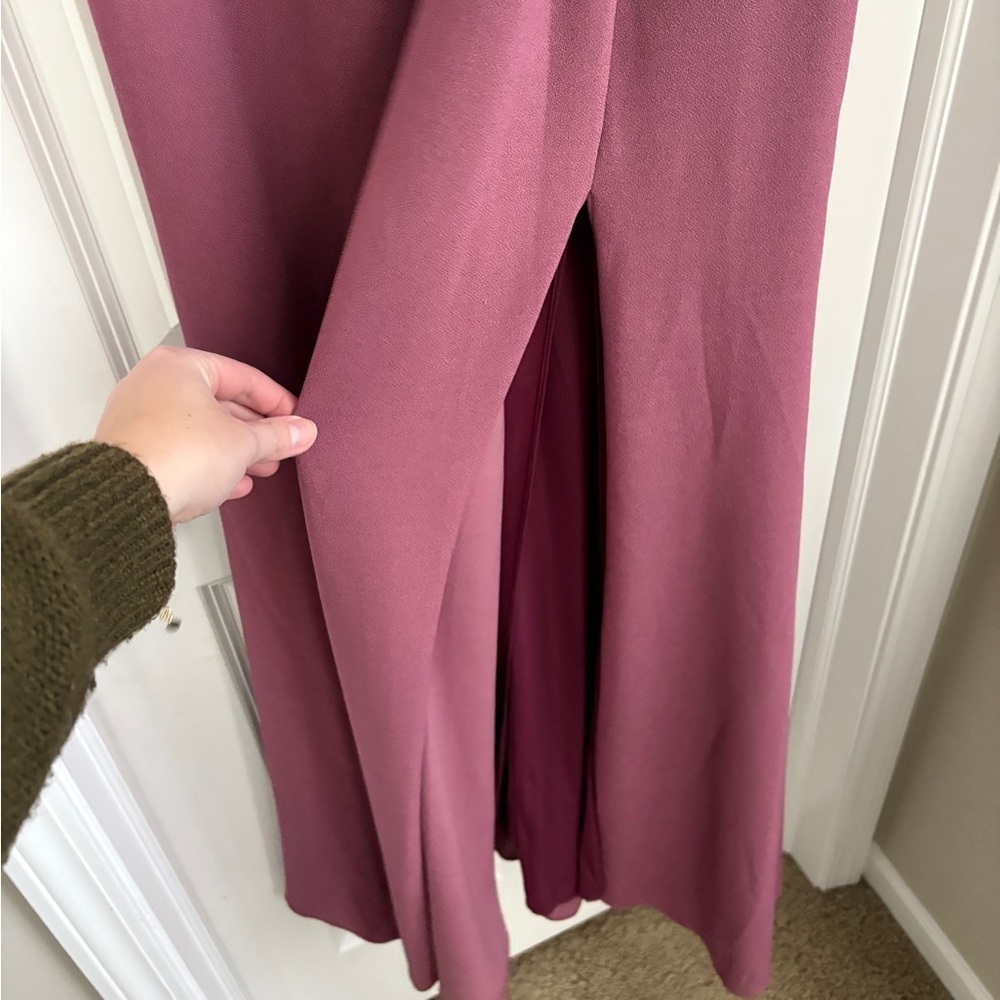 David’s Bridal Long Pleated Tank Bridesmaid Dress in Chianti Mauve Women’s 8 - Picture 3 of 8